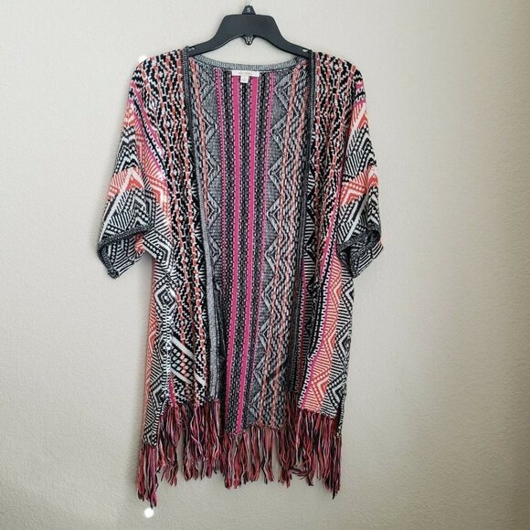 ELLA MOSS Cashmere Blend Malika Fringe Kimono Sweater Tangelo‎ Small Boho - Picture 3 of 11
